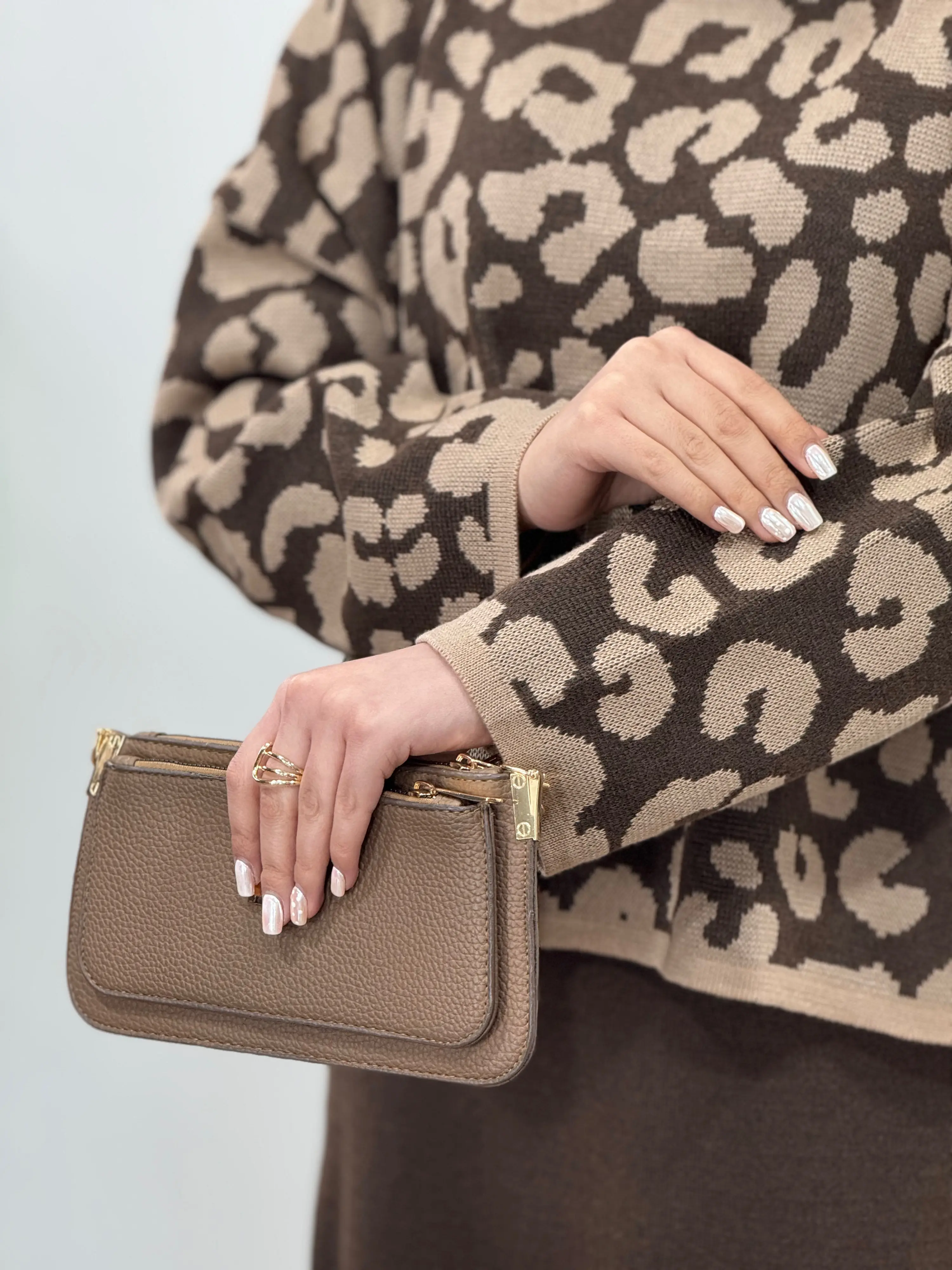 ست سارافون بلند و پلیور بافت تابان